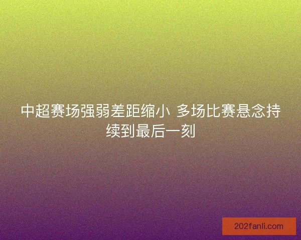 中超赛场强弱差距缩小 多场比赛悬念持续到最后一刻