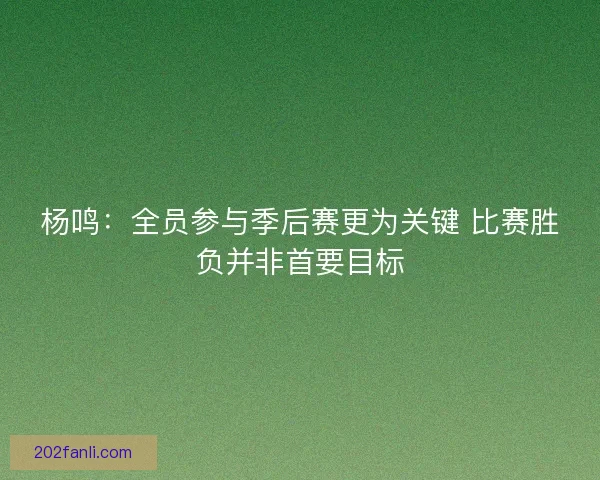 杨鸣:全员参与季后赛更为关键 比赛胜负并非首要目标 杨鸣:全员参与季后赛更为关键 比赛胜负并非首要目标
